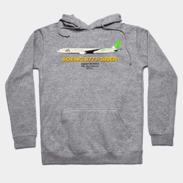 Boeing B777-300ER - Japan Airlines "Sky Eco Colours" Hoodie by TheArtofFlying